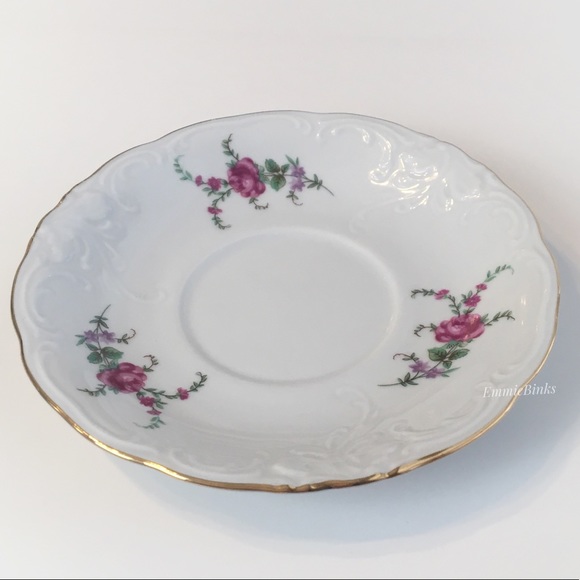 Vintage 1940’s Wawel Fine Porcelain China Poland Rose Garden Gold Trim Cup Set - Picture 13 of 16